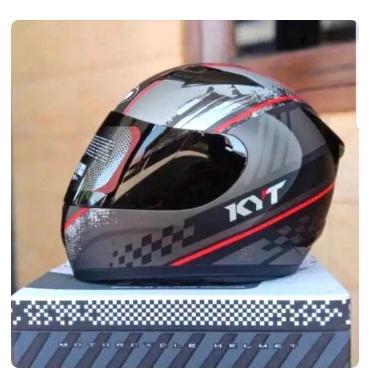 Helm KYT R10 #4 Gunmetal dof red-HELM KYT R10 MOTIF-HELM KYT