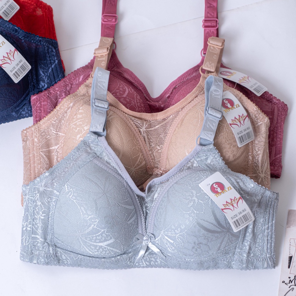 ZASKIYA - Bra Kemben Renda Tanpa Kawat Busa / BH TOYAZI Super Premium 4 Kait C988