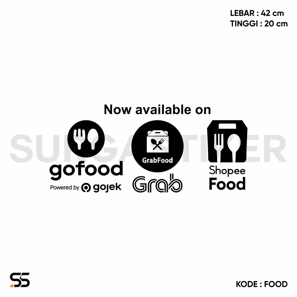 Wall Cutting Sticker Stiker Dinding Gofood Grabfood Shopeefood Vinyl Custom Tembok Kaca - FOOD