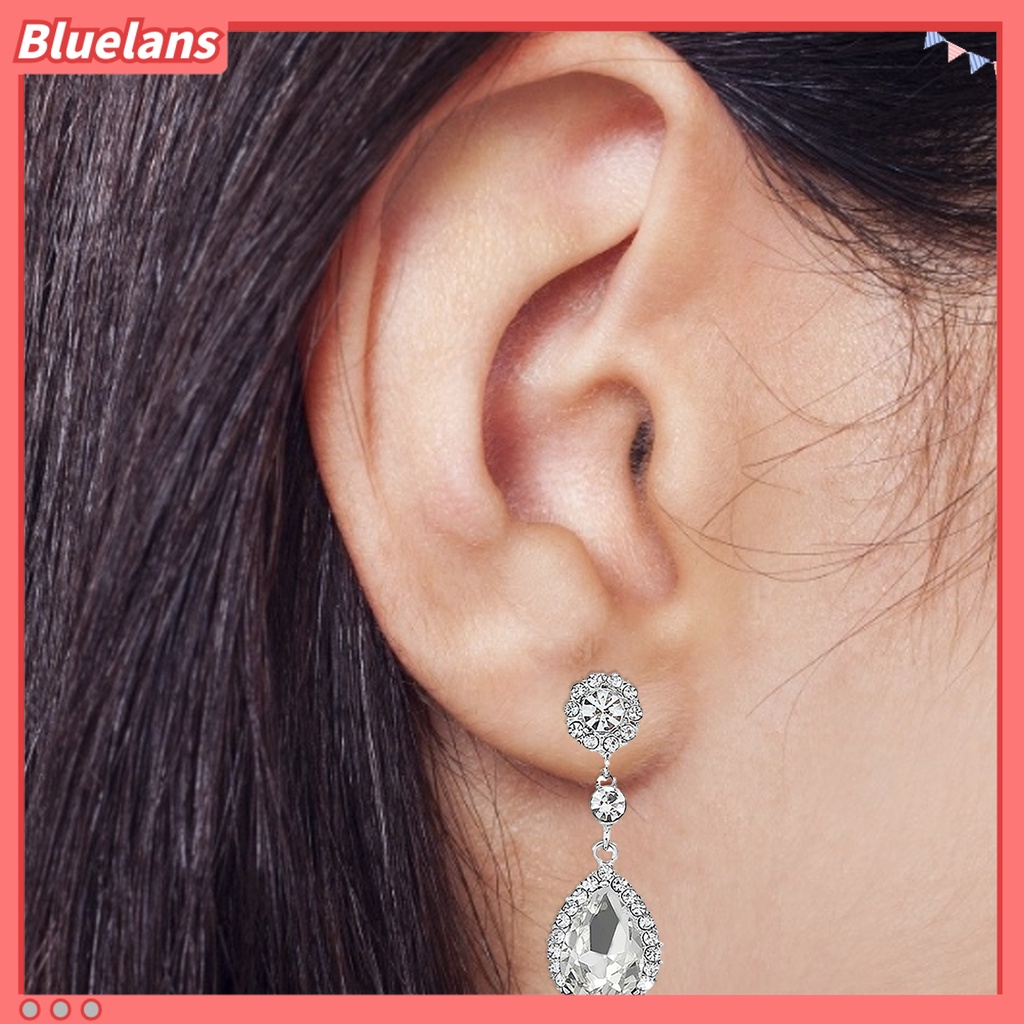 Bluelans Women Luxury Water Drop Chandelier Earrings Rhinestone Ear Drops Jewelry