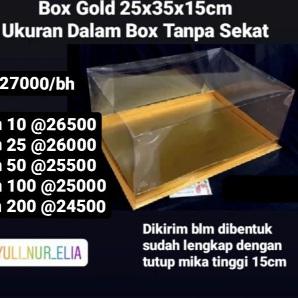 

Box Gold 25x35x15cm (Incl Tutup Mika Tinggi 15cm)