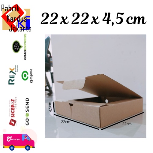 

KARDUS/KARTON/BOX PIZZA POLOS UK. 22x22x4,5 cm (harga paket 10pcs)