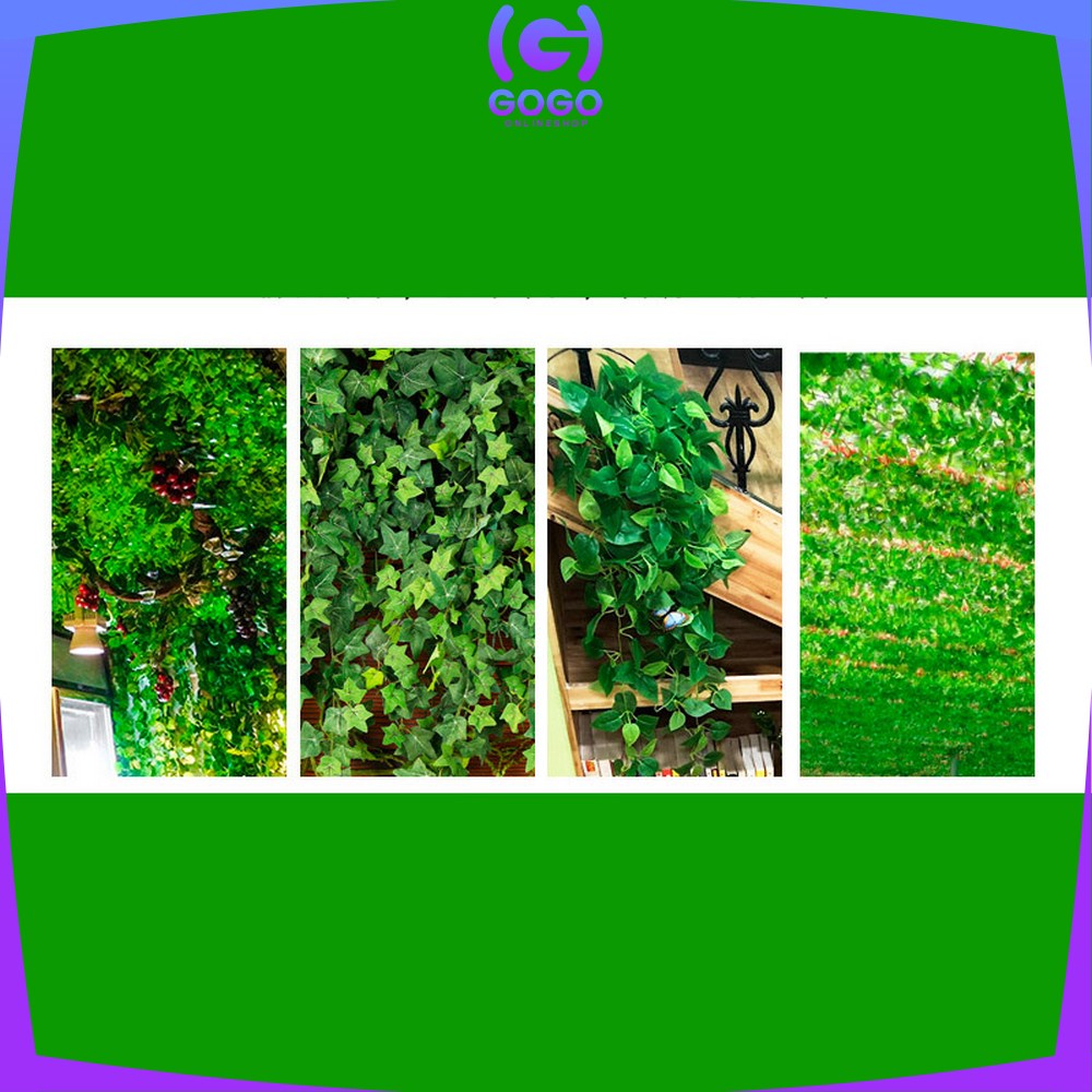 GOGO-C522 Ornamen Daun Rambat Plastik Juntai  / Tanaman Hias Gantung Rumput Artificial Plants / Daun Jalar Hiasan Dekorasi Rumah