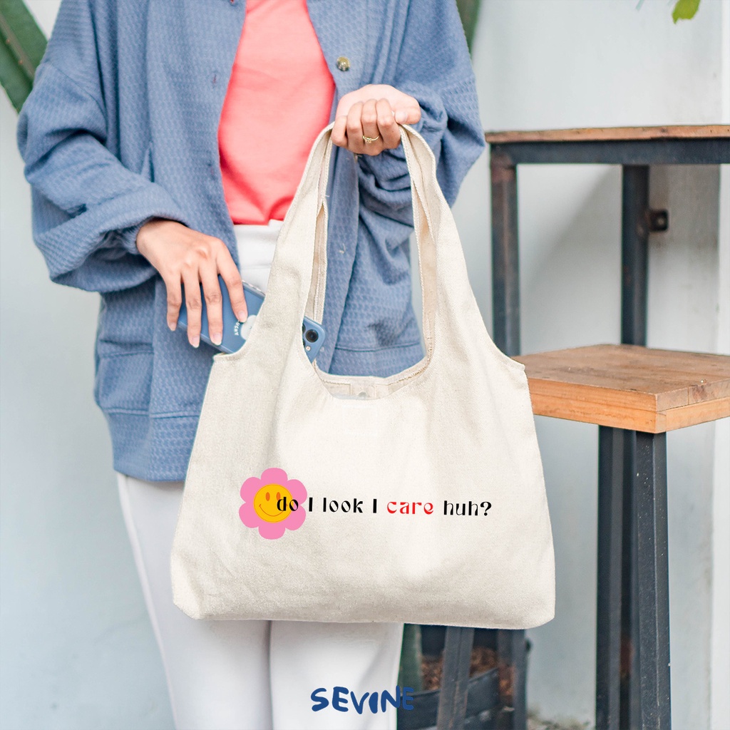 Sevine Tote Bag Kanvas Bonnie Tas Wanita Kuliah Fashion Laptop Totebag Quotes Motivation Aesthetic Vintage Pastel Retro - MD