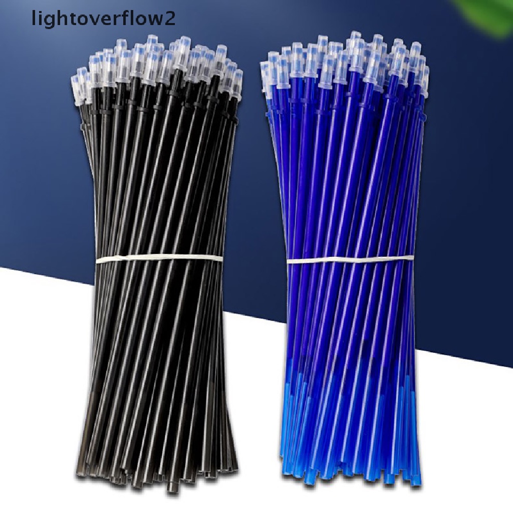 (lightoverflow2) 100pcs / Set Refill Pulpen Gel 0.5mm Tinta Biru / Hitam