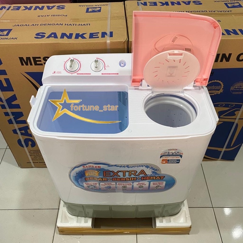 Mesin Cuci 2 Tabung Sanken 9Kg Tw-9110PK