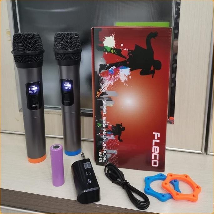 COD Mic Professional Wireless Microphone Double isi 2 Fleco M-13 / Mic Wireless Karaoke Fleco M-13