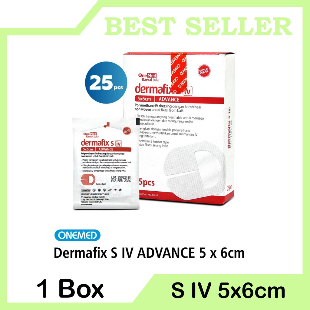 Dermafix S IV Dressing Advance 5 x 6 Cm OneMed box isi 25pcs