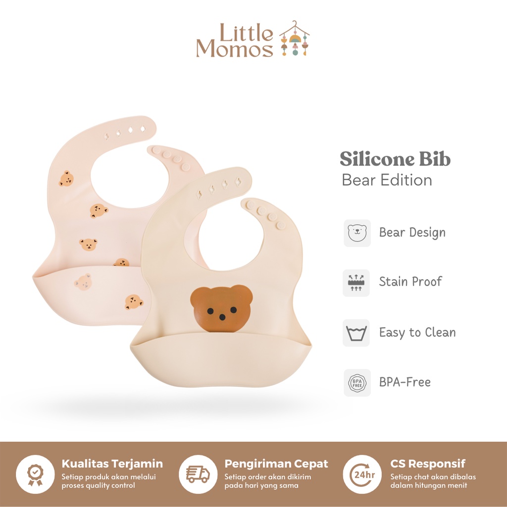 Little Momos Premium Bear Silicone Baby Bib