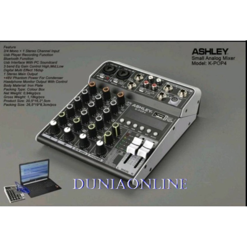 Mixer ASHLEY K-POP 4 CHANNEL ORIGINAL GARANSI