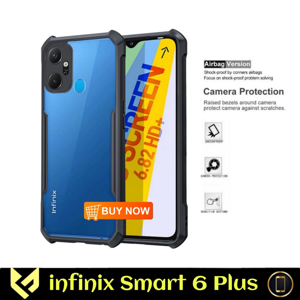 PROMO Paket 4IN1 Case INFINIX SMART 6 PLUS SoftCase Fusion Xundd Free Tempered Glass Layar Warna &amp; Tempered Glass Camera &amp; Garskin Carbon INFINIX SMAT 6 PLUS