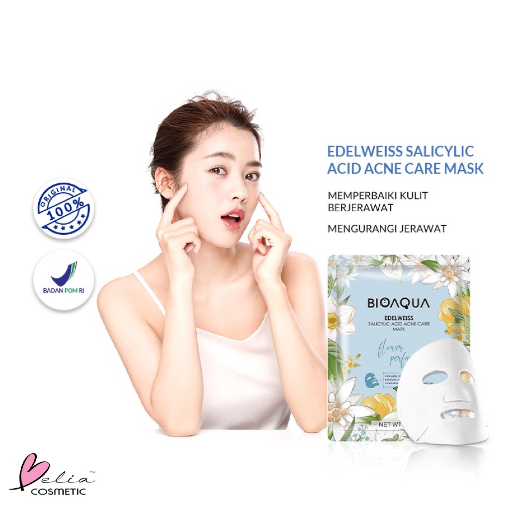 ❤ BELIA ❤ BIOAQUA Sheet Mask Master Series Plant | Flowers | Fruit | Eye Mask | Facial Mask Brightening Glowing Moisturizing Skin Care | Hydrating Essence Face Mask Brightening Anti Acne Jerawat | Honey Vitamin C Masker Wajah Muka Pelembab Kulit Cosmetics-BA S_Mask Edelweis
