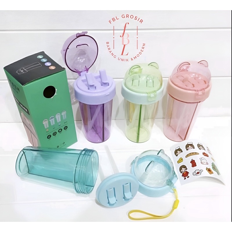 BOTOL 2 SISI / COUPLE BOTTLE TRAVEL / BOTOL TRAVEL / BOTOL ANAK SEDOTAN FREE STIKER & BUBBLE WRAP FB