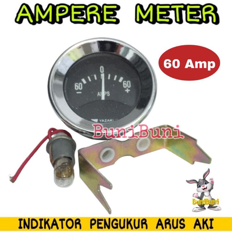 Ampere Meter DC / Amper Cas / Indikator Pengukur Arus Aki Mobil &amp; Mesin Universal