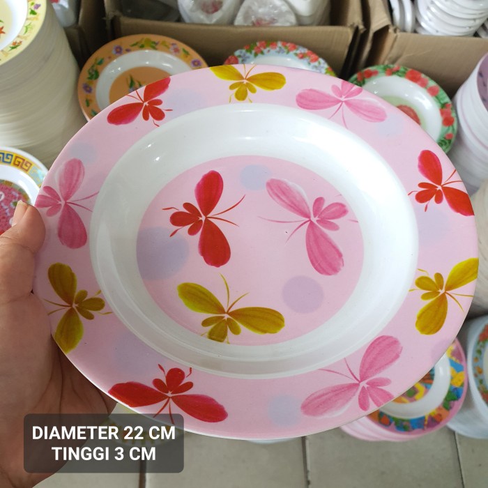 T109 Piring Makan Cekung Melamin Motif Cantik 9 inch SNI Murah