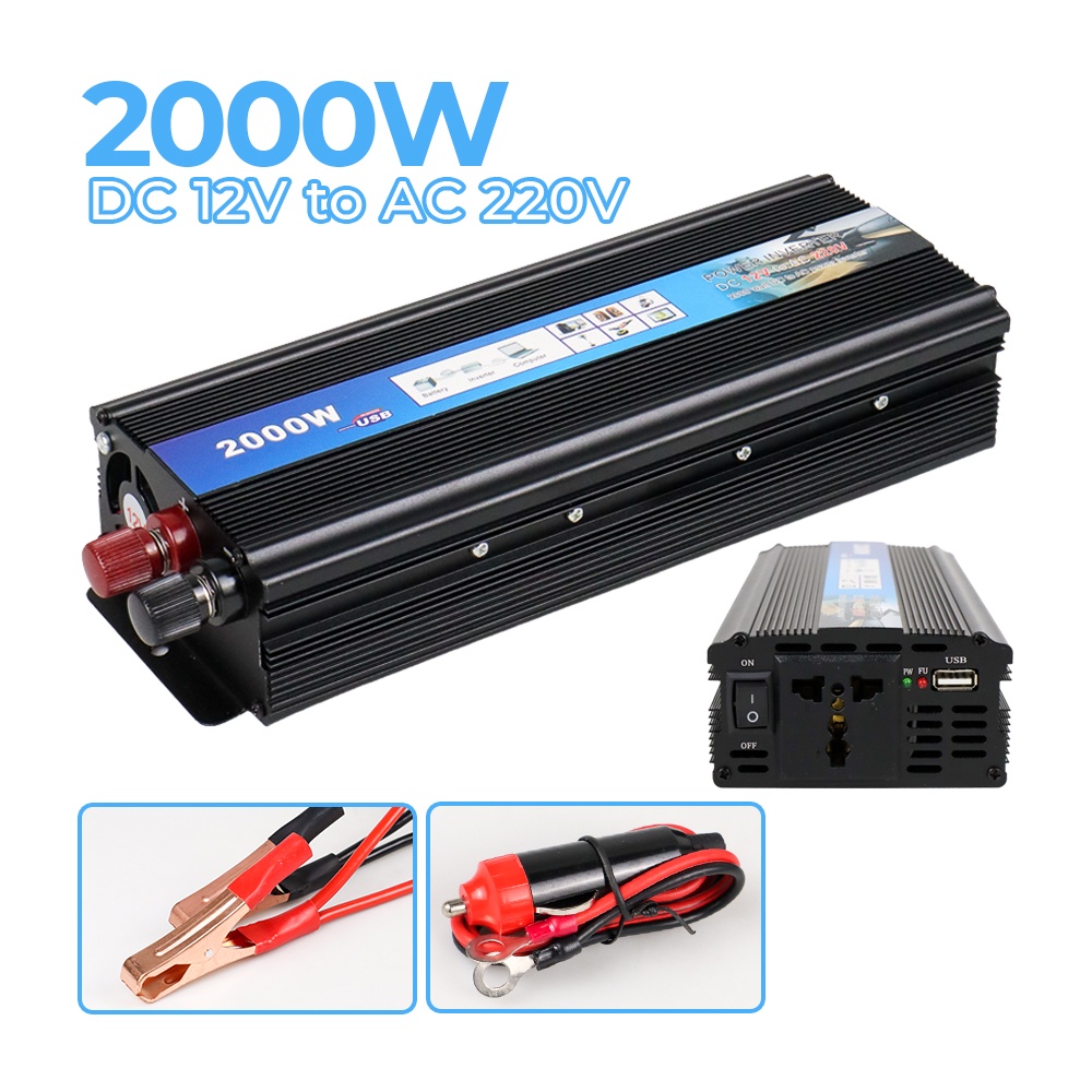 Car Power Inverter DC 12Volts to AC 220V 2000Watt - PI - OMCI02BK Black