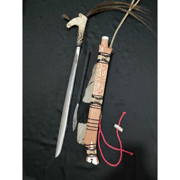 Mandau Dayak Kalimantan kidal full tanduk MDF01