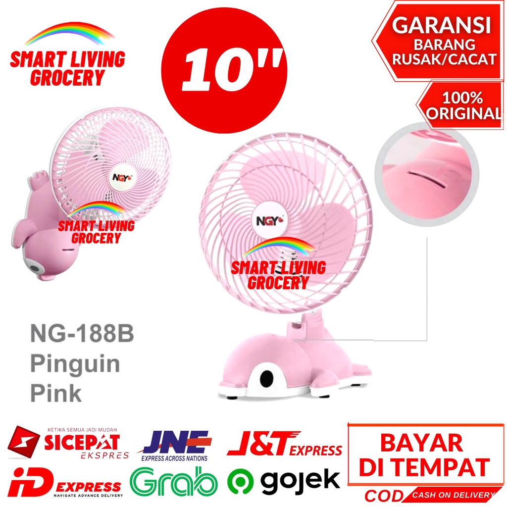 KIPAS ANGIN DUDUK NAGOYA NG 188 KARAKTER LUCU PINGUIN PINK KIPAS ANGIN MINI PORTABLE KARAKTER KIPAS 