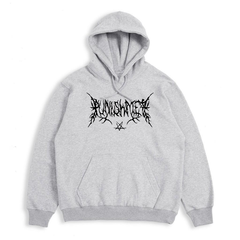 Sweater Hoodie Punishment Metal Font 02C Grey Unisex