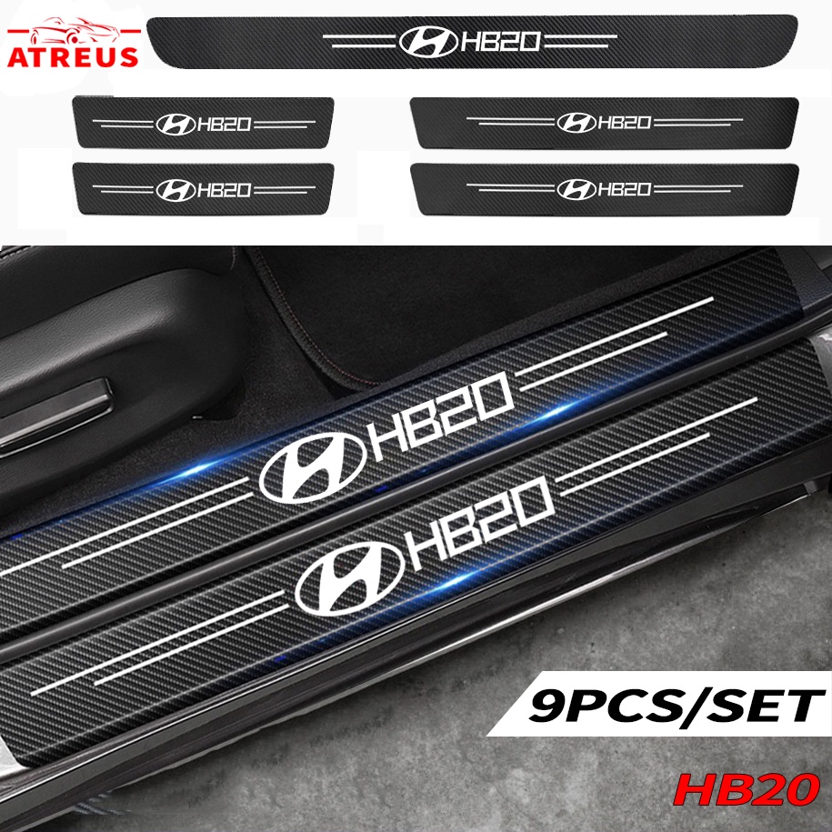 Hyundai HB20 Carbon Fiber Car Door Sticker Protector Auto Threshold Strips Sticker Anti Gores