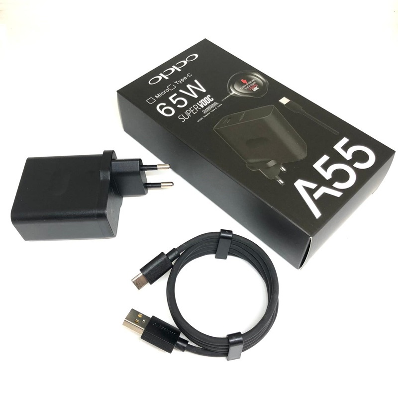 ALL 65WATT Charger Oppo A55 BLACK 65W For Android Dan Micro Super Vooc Casan Oppo A55 Usb Micro Dan Tipe C Super Vooc 65w Promo Sen