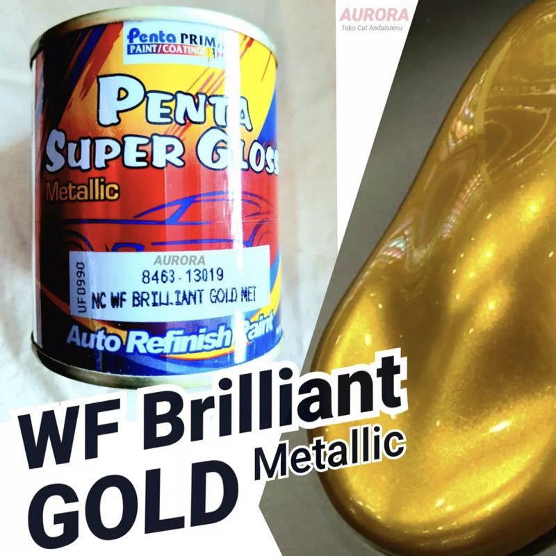 Cat Penta Super Gloss NC WF Brilliant Gold Met 200ml Kuning Emas Metalik Duco