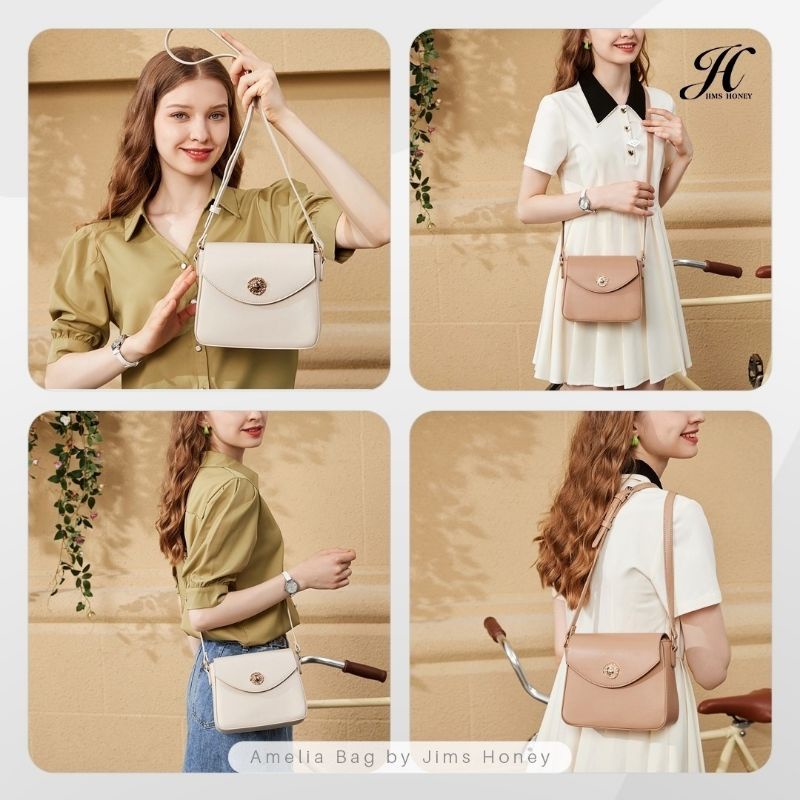 AMELIA BAG JIM HONEY ORI TAS BAHU SELEMPANG WANITA KOMPAK ELEGAN IMPOR FASHION CEWEK KOREA BOX EXCLUSIVE