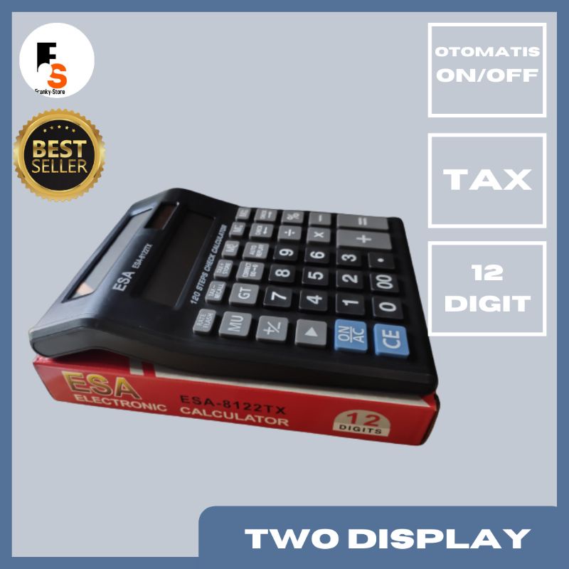 

Kalkulator Dagang Kantor 2 Layar Tanpa LED 12 Digit Ukuran Besar Esa 8122Tx
