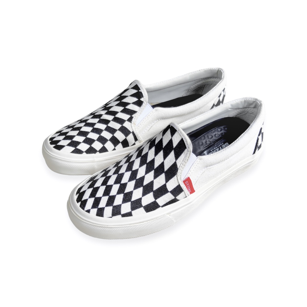 Getzke Skakmat White - Sepatu Sneakers Slip on Checkerboard Putih Original Getzke