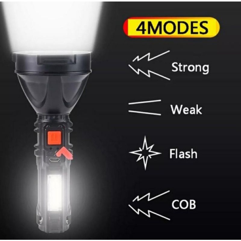 Senter USB rechargeable torch flashlight led COB L-830/L-822-6