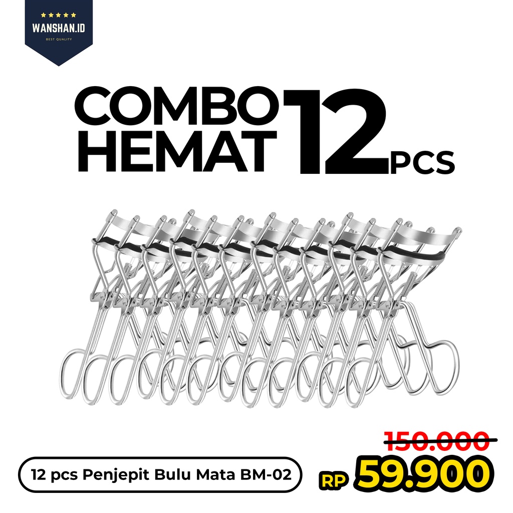 [WS] COMBO HEMAT 12Pcs Penjepit Bulu Mata Stainless Steel / Pelentik Bulu mata / Eyelash Curler BM-02