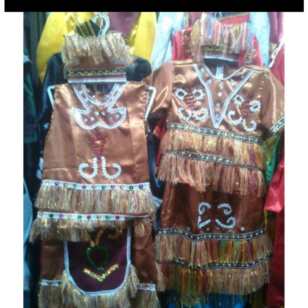 pakaian adat anak baju Papua saten laki dan perempuan