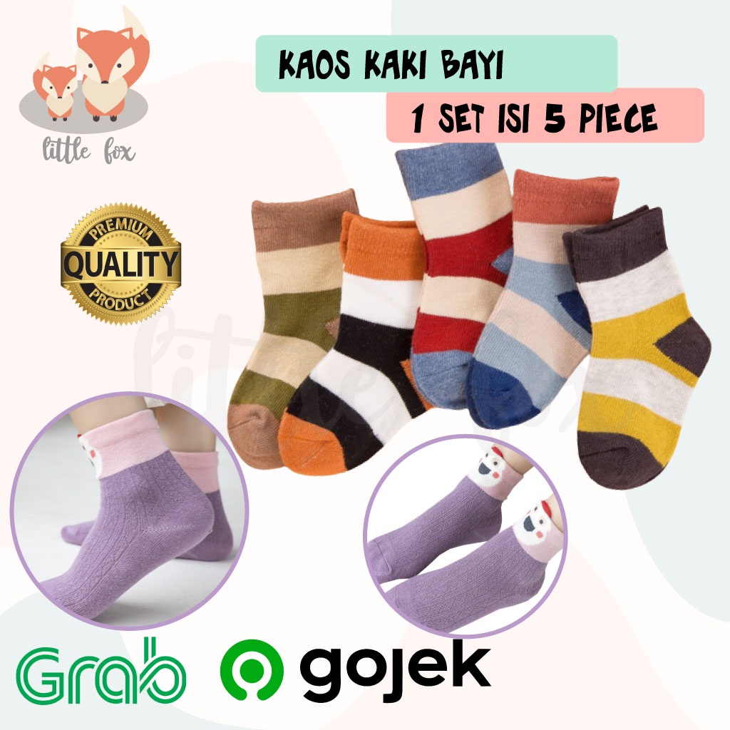 ( ISI 5 ) SET KAOS KAKI ISI 5 ANAK  / BAYI MOTIF LUCU / BABY SOCKS NEWBORN KATUN