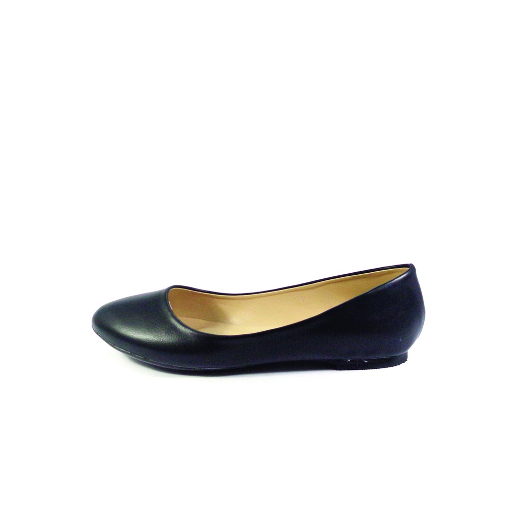 Workswell Sepatu Flat Wanita Basic Ujung Bulat Kode 138 Hitam Doff