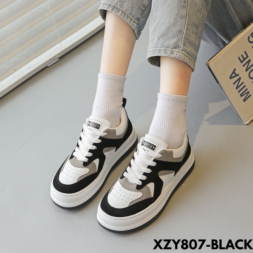 SEPATU SNEAKERS WANITA CLASSY MODIS VIRAL FASHIONABLE BAHAN CANVAS SUEDE COMBI PU IMPORT ZY807