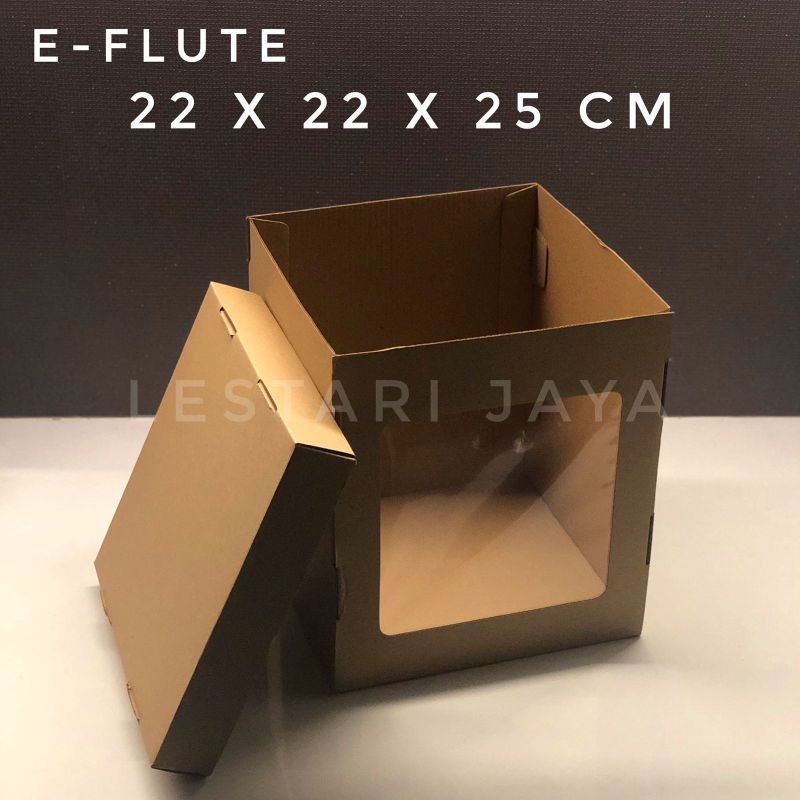 

Box Kardus E-Flute Dus Kotak Box Tart Cake Tinggi 22x22x25 cm Dus Kue Tart Ulang Tahun Box Hampers dll