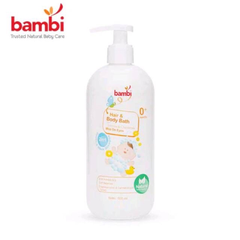 Bambi Hair &amp; Body Bath Refill 450ml Pump 500ml - Sabun Shampo Bayi Refill Pouch // Bambi Sabun Shampo Bayi Pump 500ml