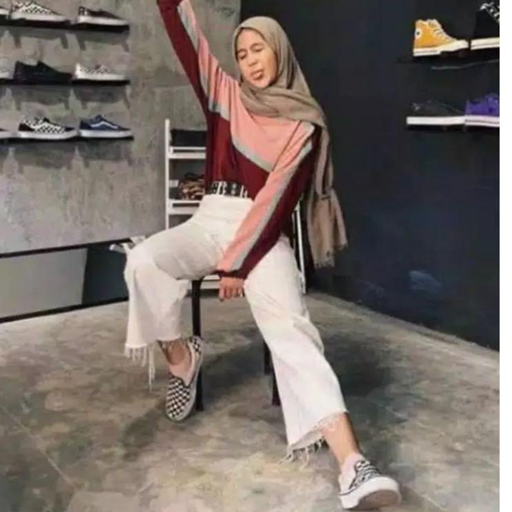 USA.18Oc22q • HIGH WAIST KULOT JEANS RAWIS HITAM DAN PUTIH//FREE BELT