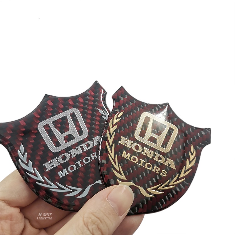 1pc Stiker Emblem Logo HONDA Bahan Karbon Fiber Untuk Dekorasi Jendela Samping Mobil