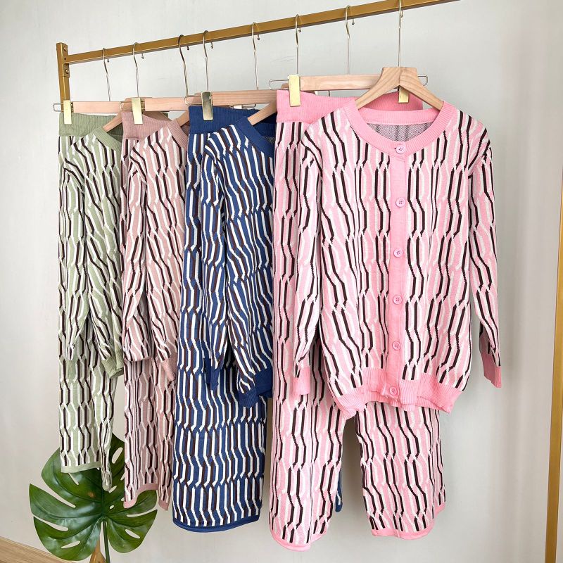 ONE SET RAJUT IMPORT SET KULOT RAJUT WANITA TERBARU SETELAN CARDIGAN SET OUTER