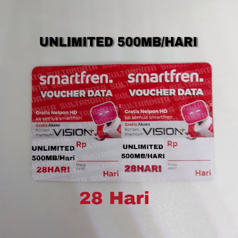 Voucher Smartfren Unlimited Harian 500MB Berlaku 28 Hari