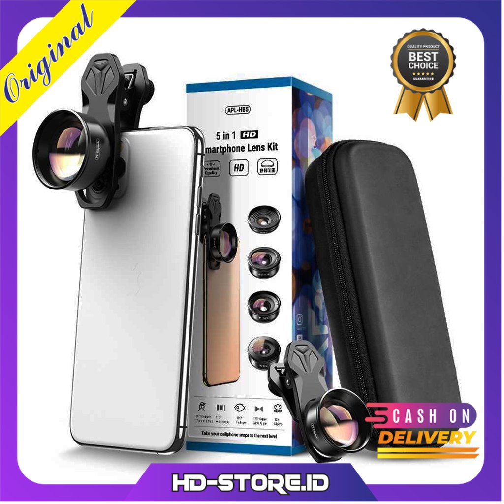 APEXEL Lensa Kamera Smartphone Universal Clip 5 in 1 Lens - APL-HB5