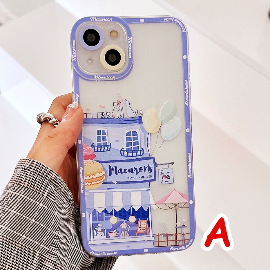 XIAOMI 11T, 11T PRO - CUTE CASTLE MACARON CAT PINK PUPLE CLEAR SOFT CASE CASING