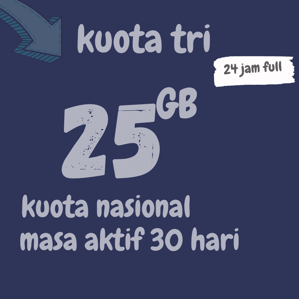PROMO KUOTA TRI 25GB FULL 24 JAM 30 HARI