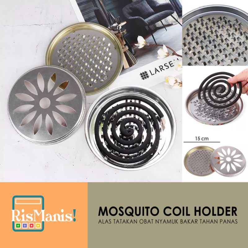 MOSQUITO COIL HOLDER - Alas Tempat Obat Nyamuk Bakar Tatakan Stainless Steel Wadah Portable Bulat Penutup Tahan Panas Aman