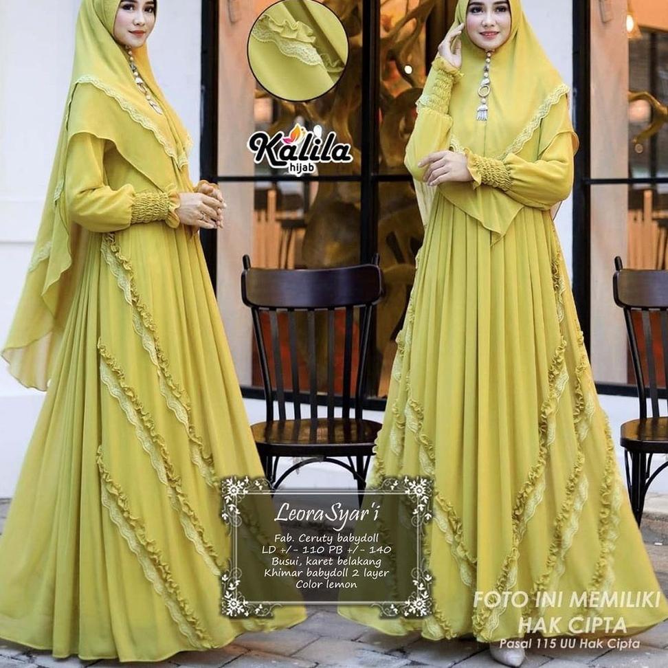 SGM.22Oc22ᴬ ◦ Leora Syari Gamis Jumbo Setelan Gamis Syari Ceruty Busui Friendly Dress Muslim Wanita 