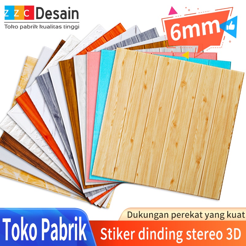 Stiker Dinding Butir Kayu Wallpaper Dinding Foam 3D Motif Kayu Kamar tidur, ruang tamu, dinding TV