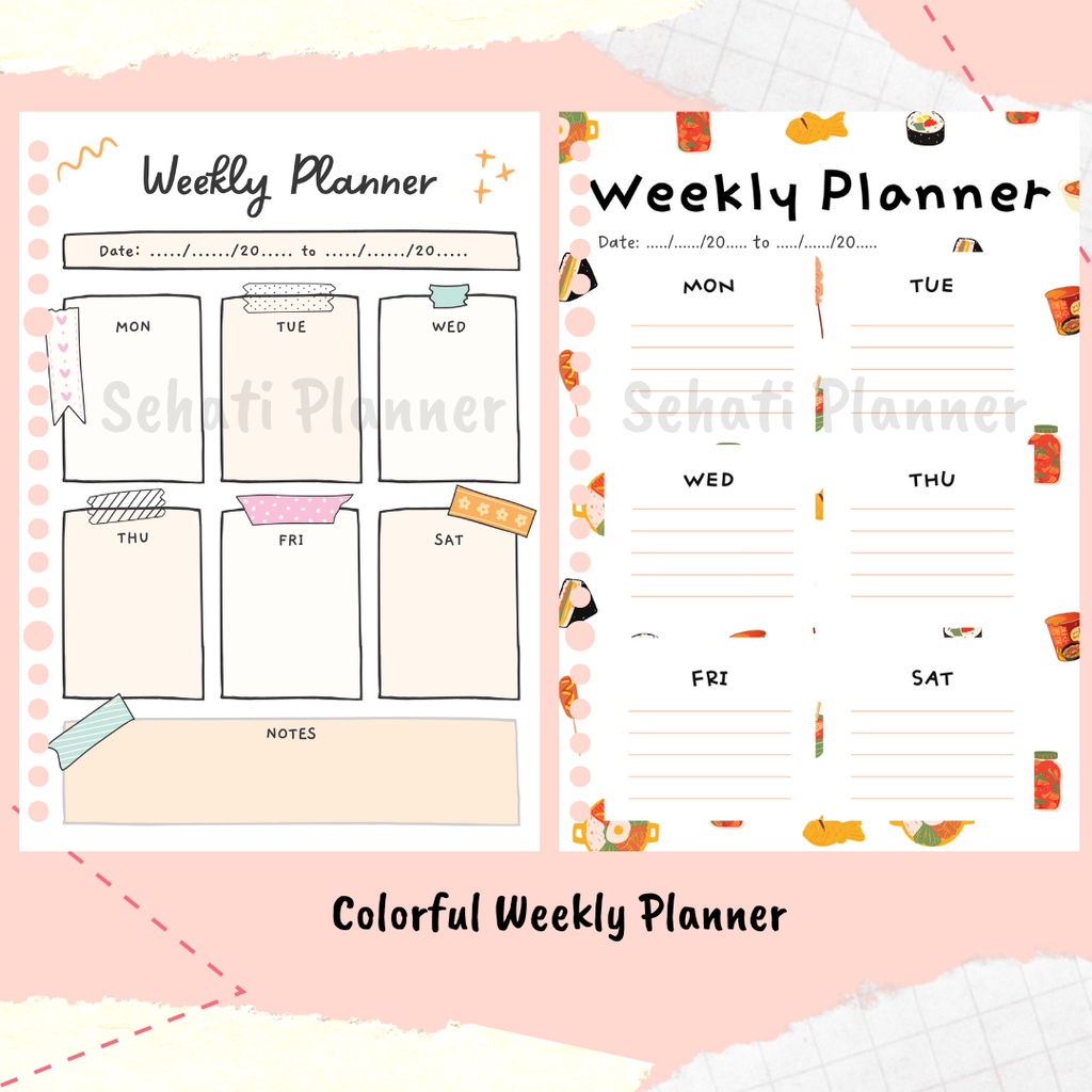 

Colorful Weekly Planner 1 Tahun A5 & B5 Kertas Binder Loose Leaf / Bullet Journal / Sehati Planner .
