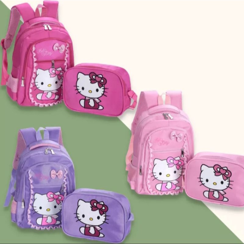 Tas Ransel Anak Sekolah Perempuan Tas Punggung Cewek Motif Hellokitty Pitaa