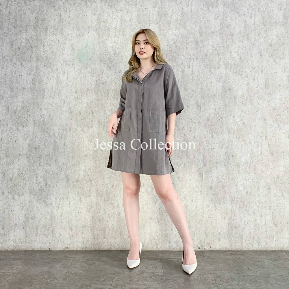 Premium Lidesa Pocket Longshirt TH 697 LINEN CRINKLE